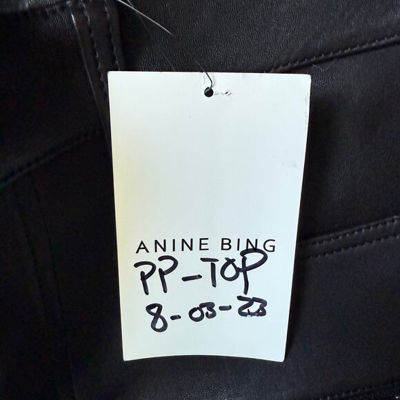 Anine Bing sz 36 or 6 black‎ zipper 100% leather pants NWT - Picture 7 of 10